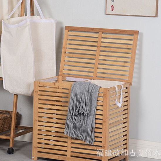Foreign trade bamboo clothes storage basket for home use in the bedroom, dirty clothes sorting hamper rack, no installation required