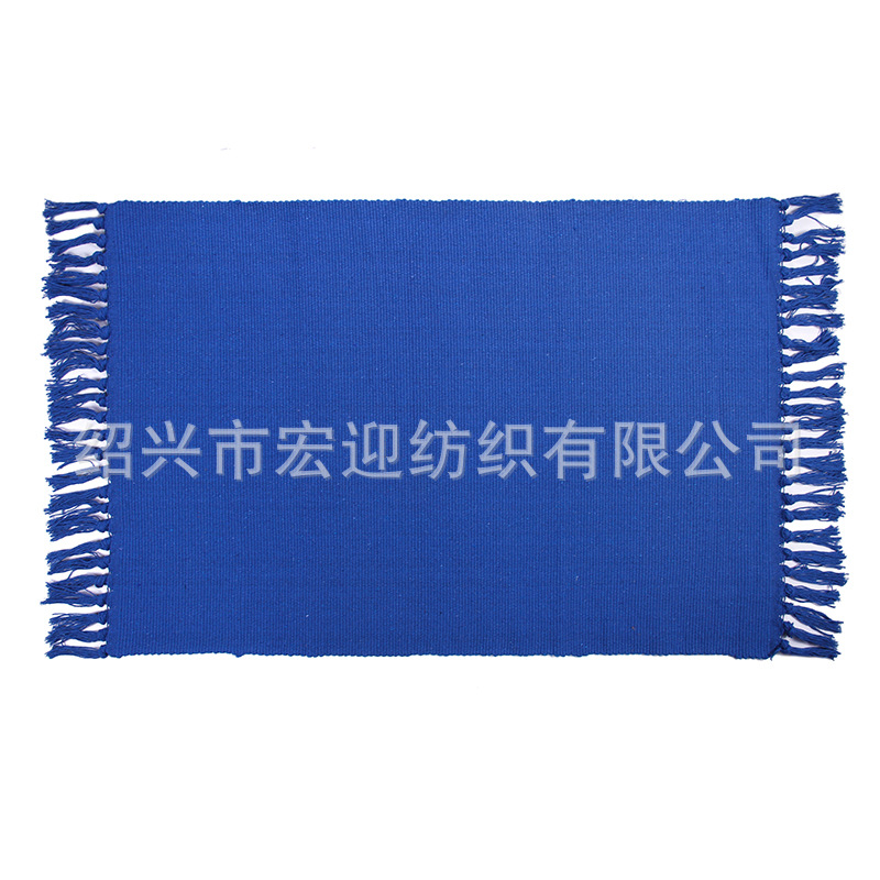 Cotton-woven solid color tassel floor mat, carpet, foot mat, entryway mat, living room coffee table mat, pet crawling mat, bedside mat