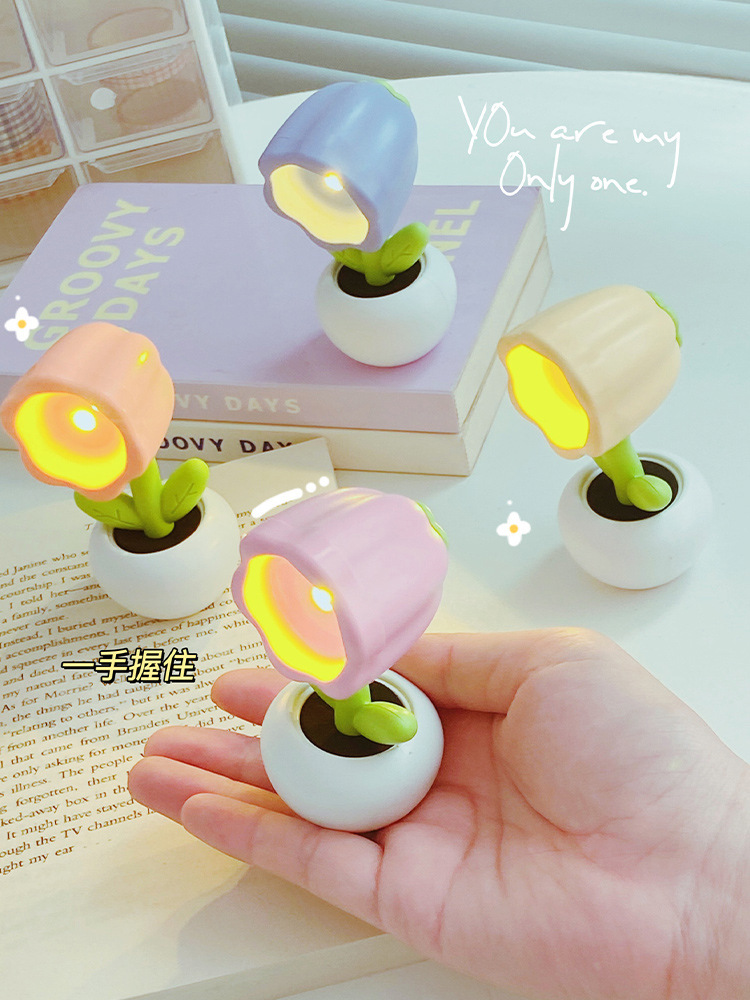 Batterie-Tischlampe Cartoon-Blumen DIY Creme-Gel Nachtlicht Mini-LED Stimmungslicht Kreatives Geschenk Dekofigur