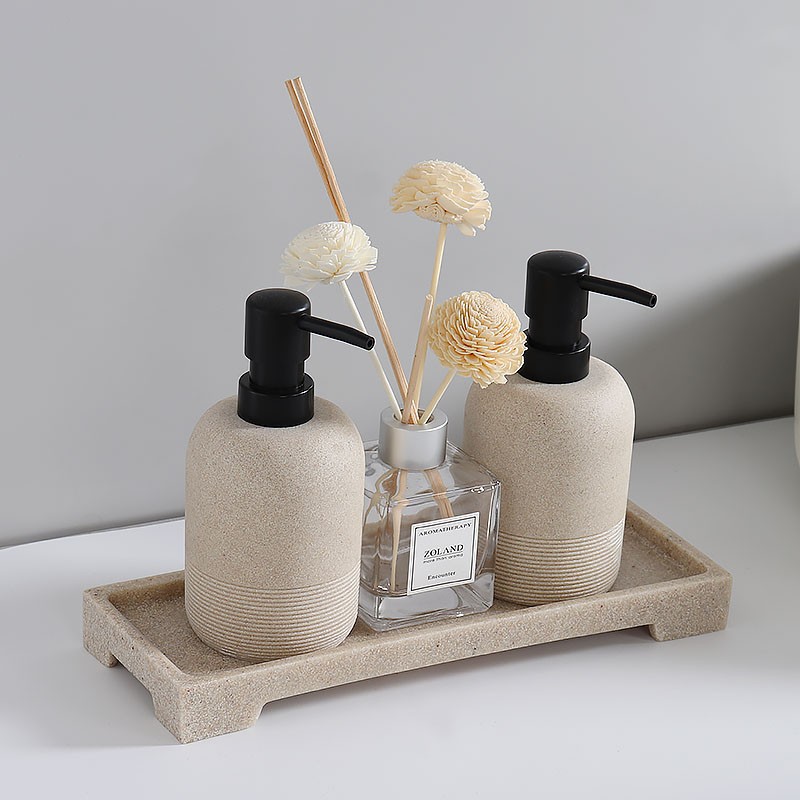 Juego de baño de arena y grava creativa nórdica, suministros de baño de hotel, botella de loción, botella de desinfectante de tocador, decoración de bandeja