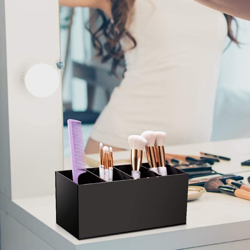 四格三格亚克力透明笔筒化妆刷筒亚克力化妆品收纳唇膏唇彩眉笔盒