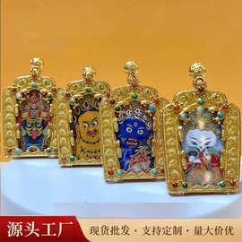 新款美飒半手绘唐卡凤九扎基拉姆大黑天黄财神唐卡精致嘎乌盒批发