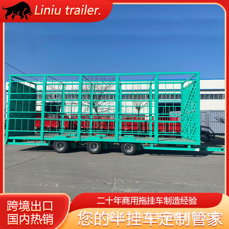 跨境供应高栏运输半挂车高低板花篮运输半挂车仓栅式栏板运输半挂