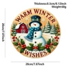 Wooden Christmas listed blue scarf snowman