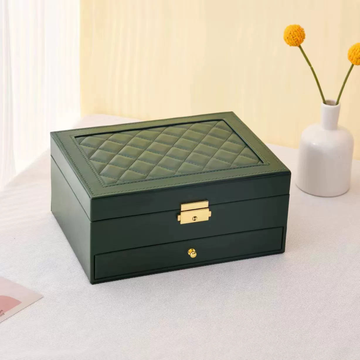 Polyurethane Jewelry Storage Box, Multi-Layer Large Capacity Organizer for Rings & Necklaces