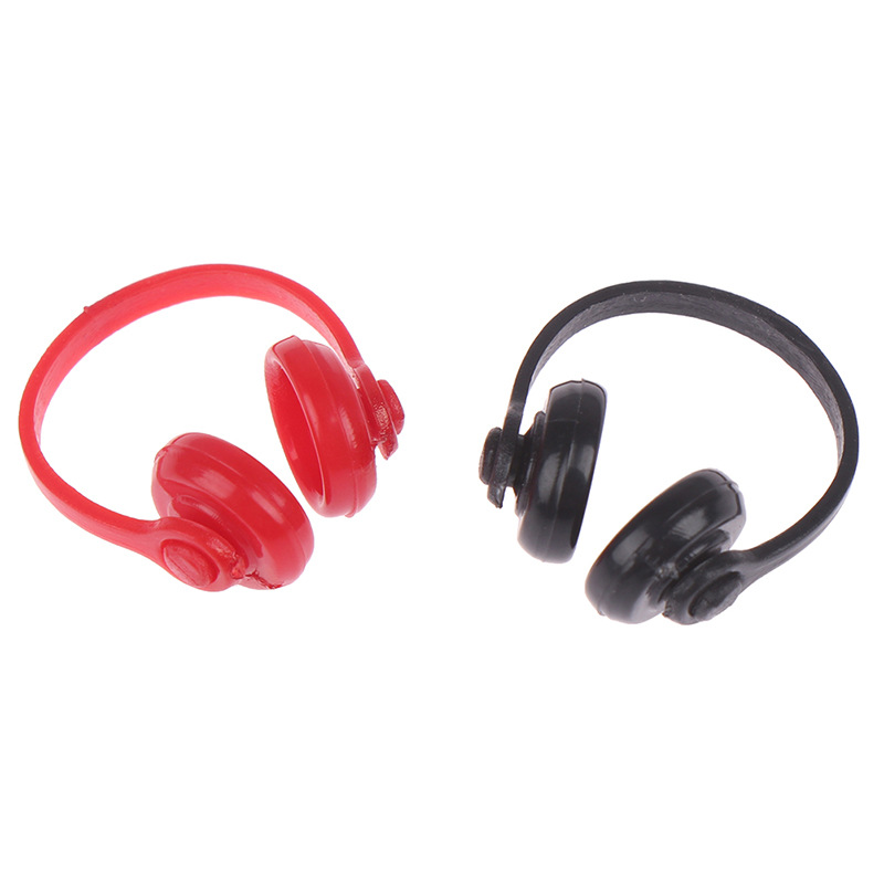 1:12 Dollhouse mini sala de ordenadores escena Accesorios negro/rojo auriculares pequeño y exquisito