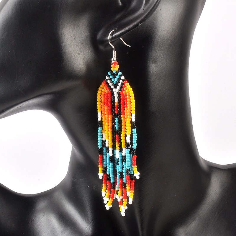 1 Pair Bohemian Geometric Beaded Glass Drop Earrings display picture 2