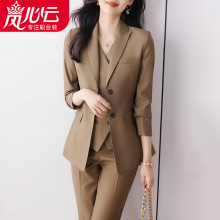 职业西装西服正装女套装工作服气质女神范高端通勤三件套马甲显瘦