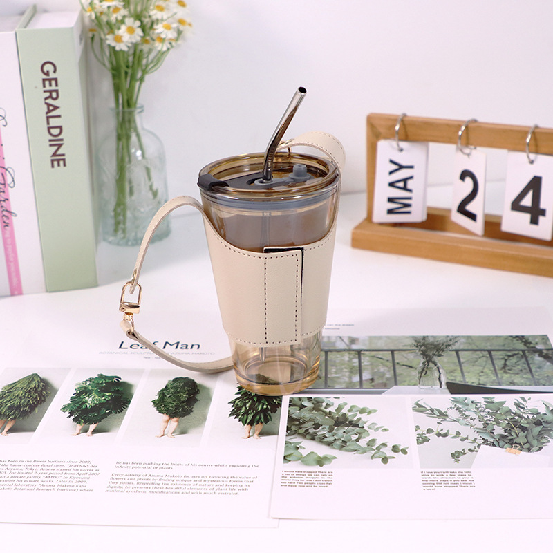 皮革热销PU皮手提杯套便携式奶茶杯隔热隔烫手提袋欧式风格杯套