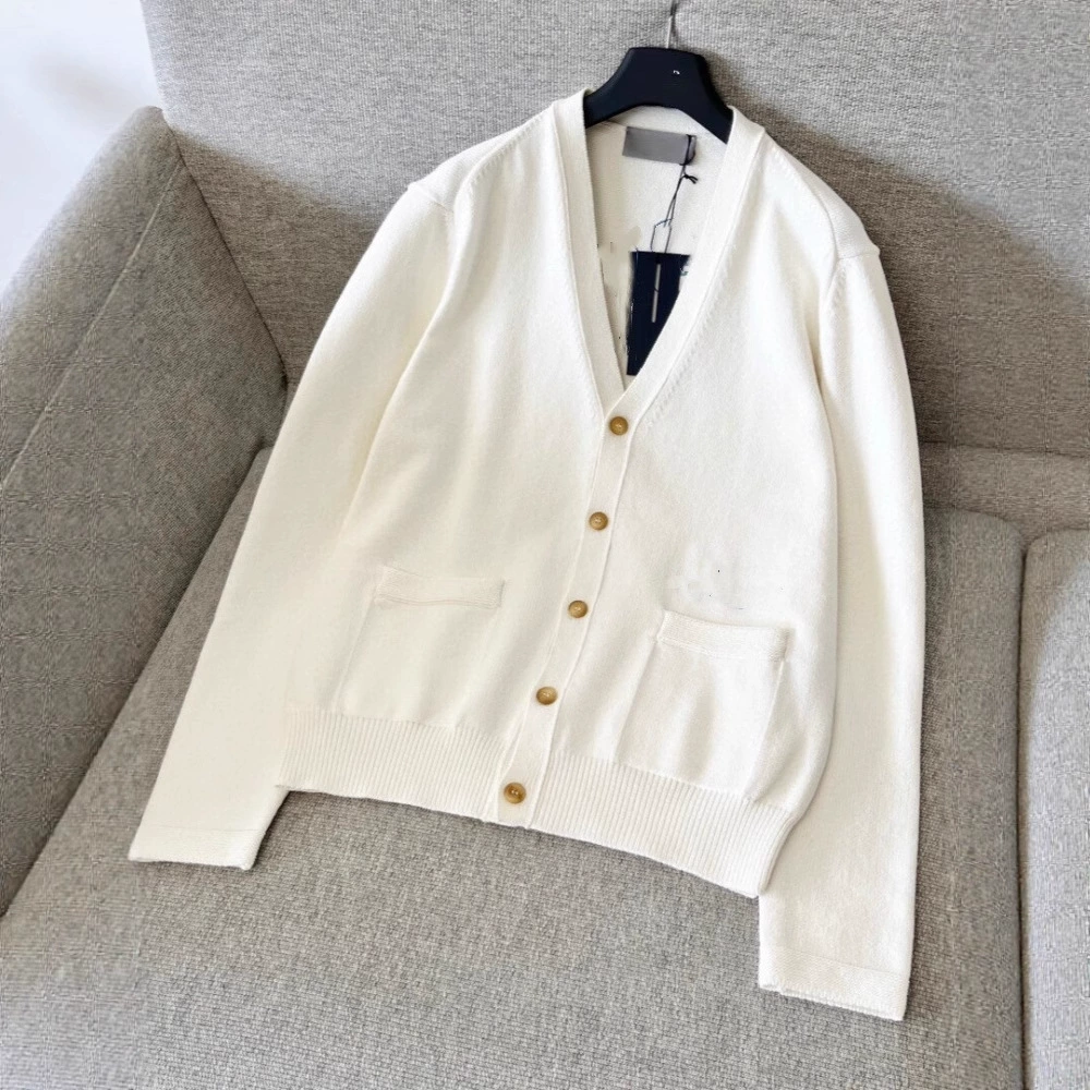 Новая простая кашемировая куртка ранней осени 25 лет для мужчин и женщин, повседневный и универсальный кардиган, модные буквы с v-образным вырезом