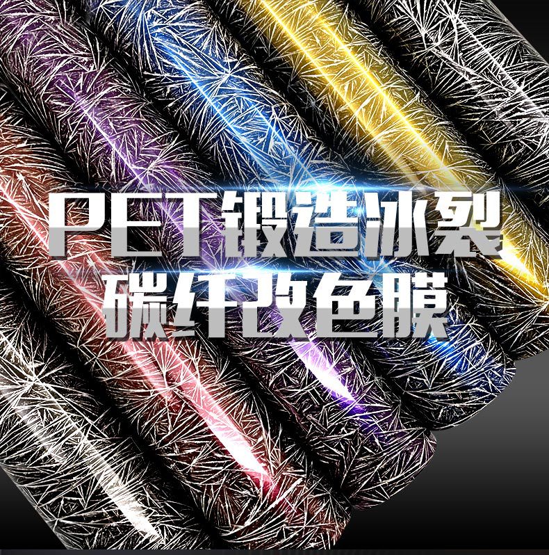 Cross-Border New Product Pet Forged Ice Crack Carbon Fiber Central Control Interior Red Blue Rearview Mirror Full Body Film