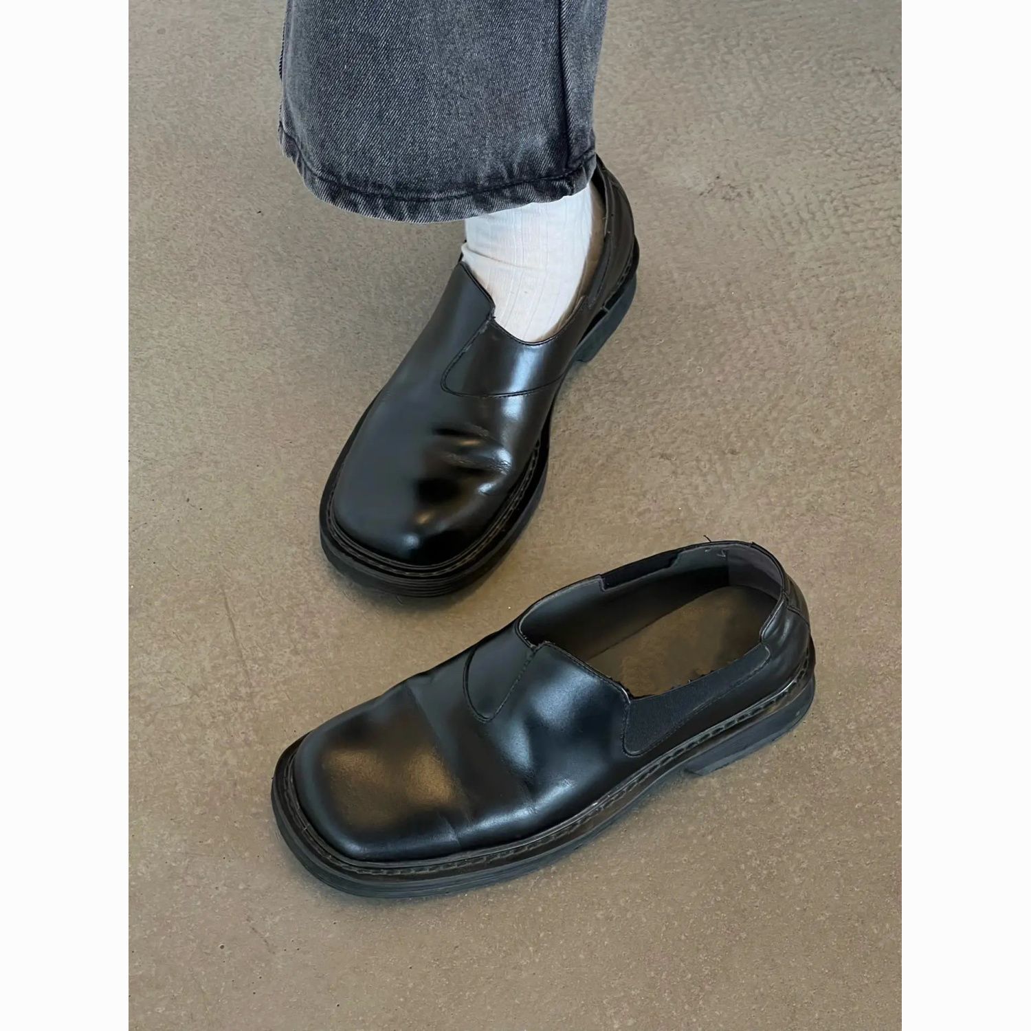 ShoeVault Lazy Commuter, scarpe derby slip-on da uomo alla moda in pelle elasticizzata con punta alta e bassa, per lavoro e guida_voghion.com