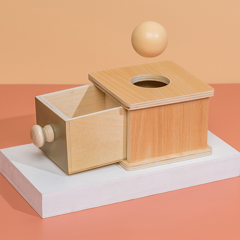 Caja de destino de cajón de bolas de madera Montessori transfronteriza juguetes educativos para niños desarrollo de inteligencia de educación temprana caja de monedas material didáctico