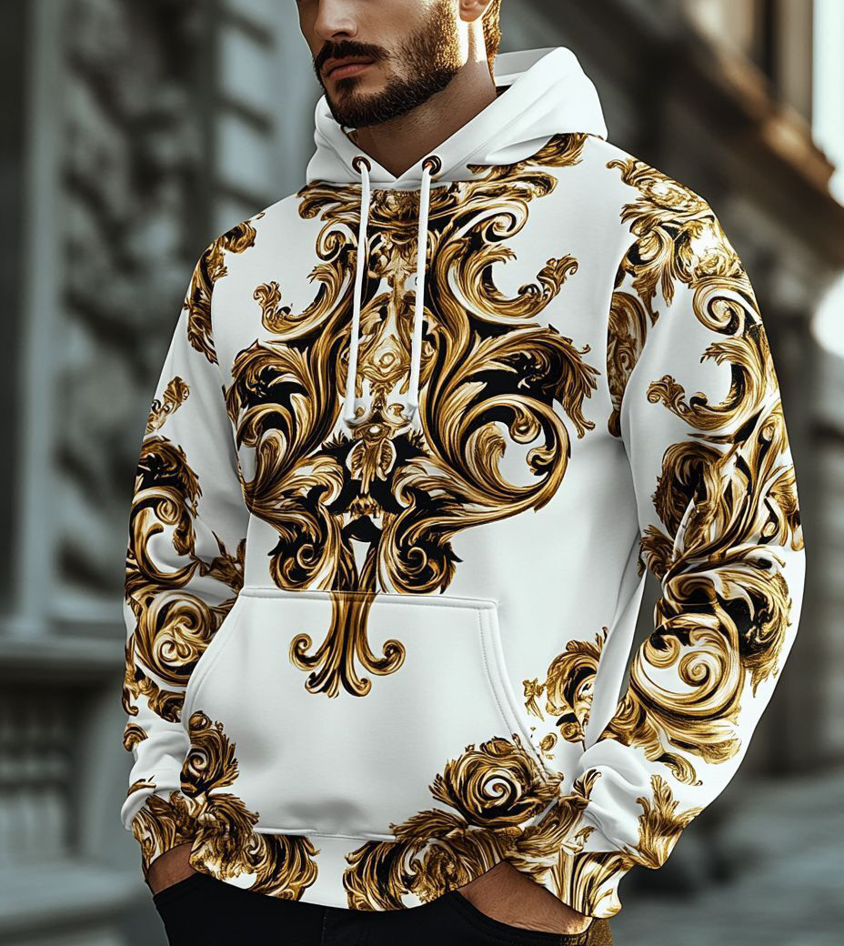 Comercio exterior europeo y americano nuevo estilo 2024 nueva tendencia de la moda casual todo-fósforo suéter con capucha para hombres étnicos MC11