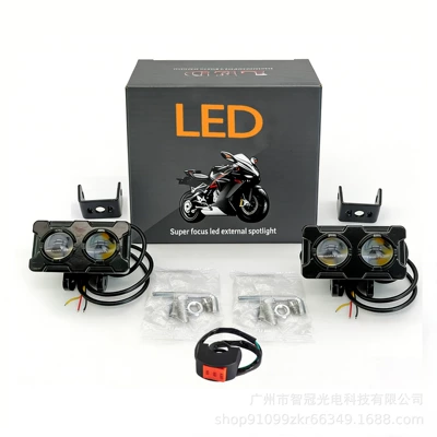 Motorcycle headlights, headlights Vehicle Lights, Ultra-Bright Led - thin-model-dual-lens-always-bright-pair-near-yellow-and-far-white