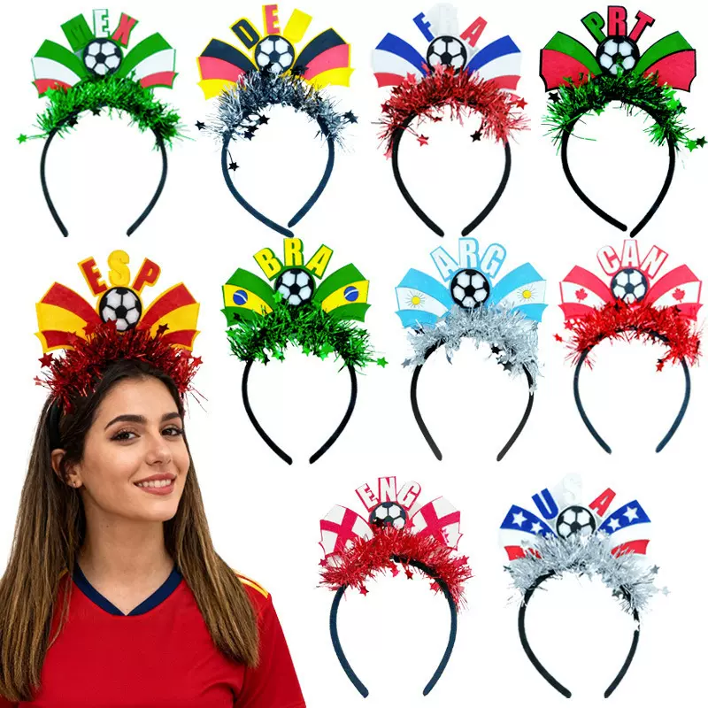 2026美加墨世界杯球迷发箍国旗元素加油助威发箍拍照道具厂家批发