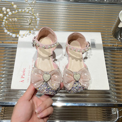 2023 Summer New Arrival Girls' Sandals: Velcro-Strap Pearl Princess Shoes, Non-Slip Crystal Design, Durable & Wear-Resistant Flat Shoes for Little Girls
