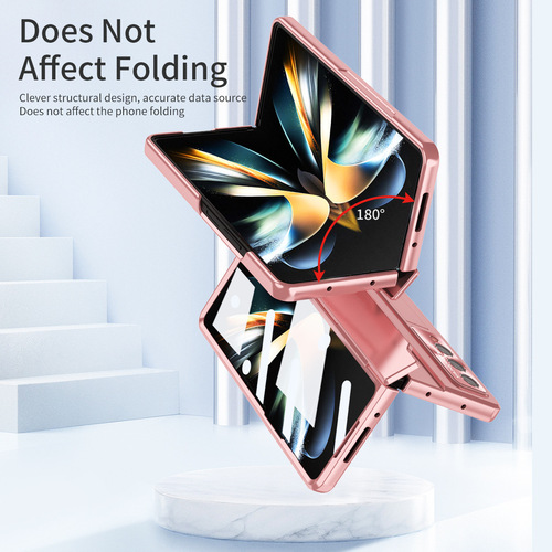 Suitable for Samsung Z fold5 mobile phone case flat hinge folding electroplated lens shell film integrated fold3 protective cover