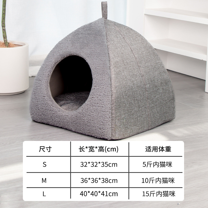 Nuevo triángulo gatos cerrados casa de gatos para mascotas calentamiento grueso profundidad sueño perros para mascotas