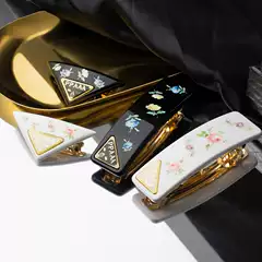 French Fashion Light Luxury Side Hairpin Metal Triangle Logo Hairpin Hair Accessories Cyber Celebrity Spring Clip Acetic Acid Hairpin