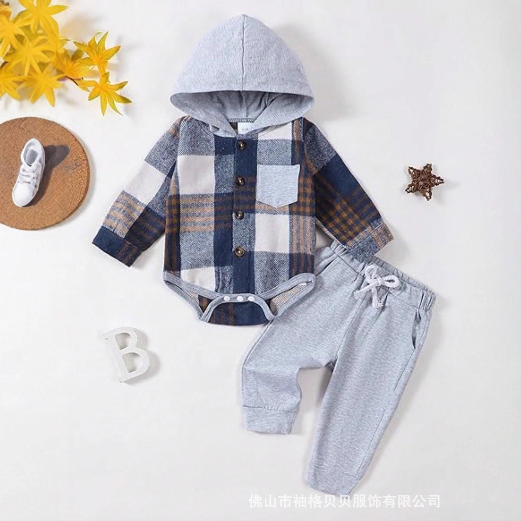 Cross-Border Export Newborn Baby Boy and Girl Clothing Baby Hoodie Jumpsuit Autumn and Winter Outdoor Clothing