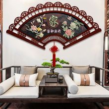 新中式客廳裝飾畫沙發背景牆3立體浮雕畫扇形玄關壁畫餐廳玉雕畫