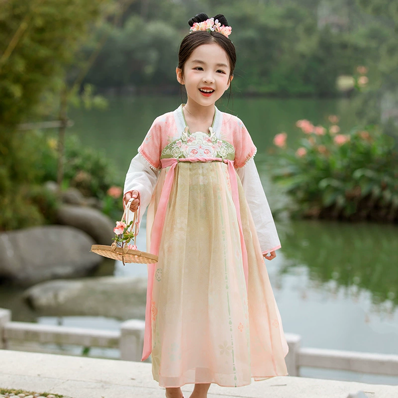 Spring dress, long skirt, Hanfu, 2024 years, Chinese style, with embroidery