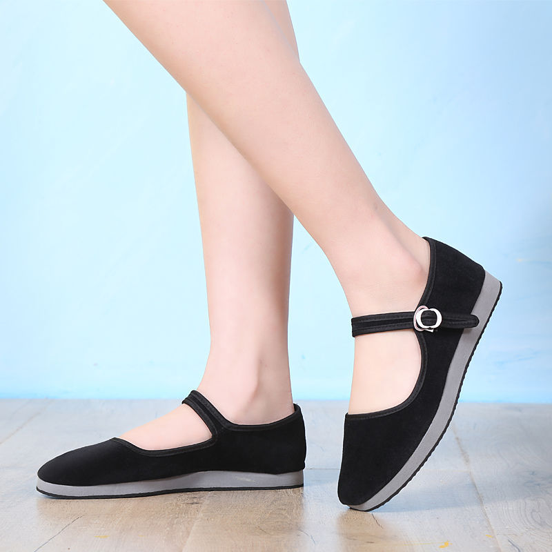 Yangko Cloth Shoes Folk Dance Folk Dance Shoes Foam Flat Shoes Black Flat Velvet Teacher Jiaozhou Yangko Shoes Women