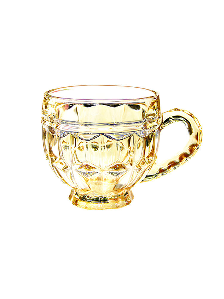 BB4C批發水晶茶杯小杯玉晶玻璃杯帶把水晶杯咖啡杯玻璃水杯家