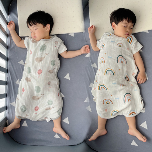 四层竹棉纱布婴儿睡袋 儿童防踢被 背心款睡袋 超级柔软