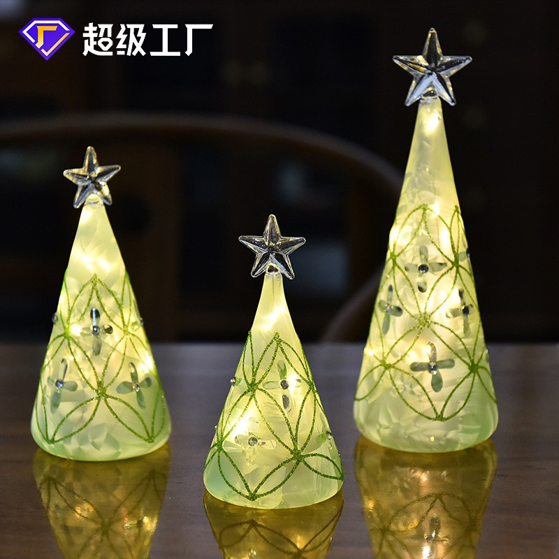 Venta caliente de la fábrica ELK cristal árbol de Navidad LED luminoso luces de colores escritorio Navidad vacaciones decoración adornos