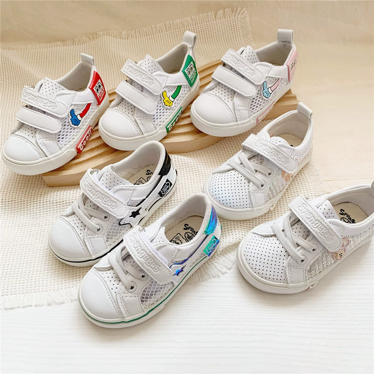 Распродажа, летние детские туфли с полой сеткой, белые кроссовки для мальчиков и девочек