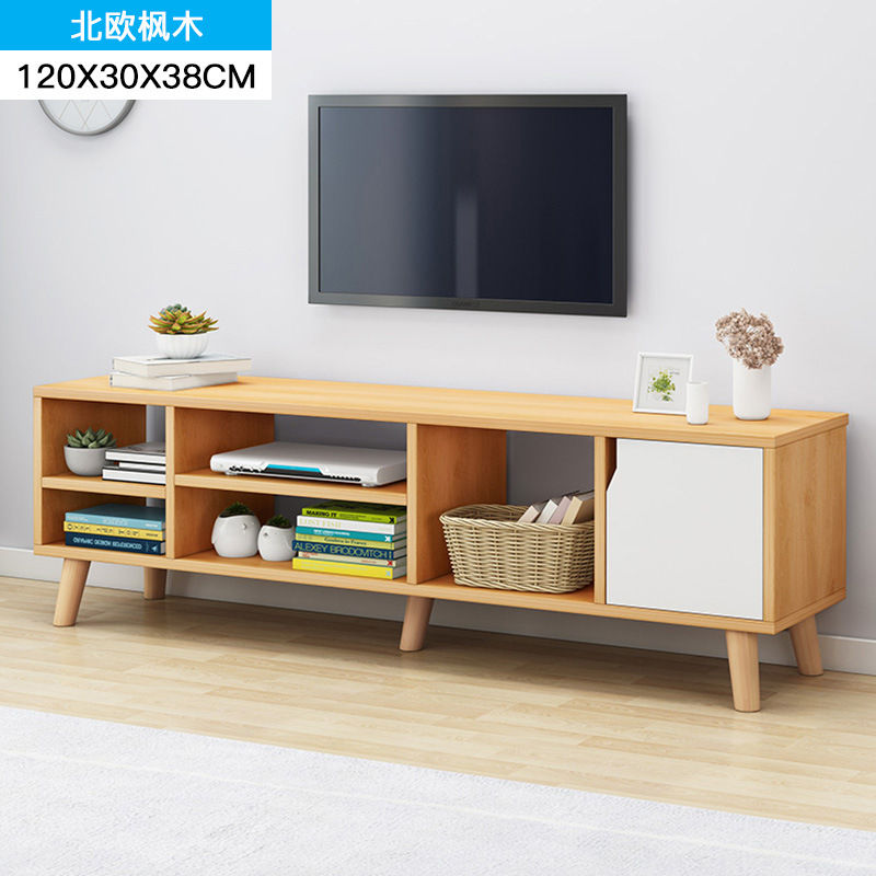 Nordic simple TV gabinete mesa de café dormitorio sala de estar pequeño apartamento pierna de madera maciza simple TV gabinete de piso mesa de gabinete