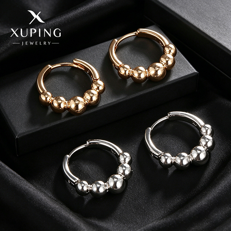 Joyería Xuping estilo de viaje brillante perlas de orejas europeas y estadounidenses simplicidad de viento frío pendientes de nicho de alto nivel