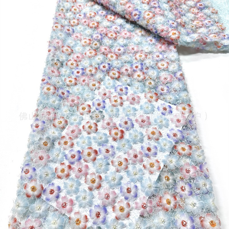 Fabricante nuevo 3D pequeña tela de flores y cuentas ins red con un vestido fresco pequeño vestido de tela de moda
