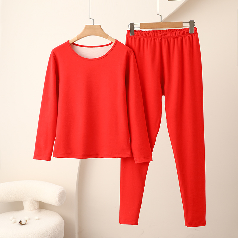 대형 열 속옷 여성의 가을과 겨울 기모 두꺼운 벨벳 난방 가을 의류 바지 캐시미어베이스 세트