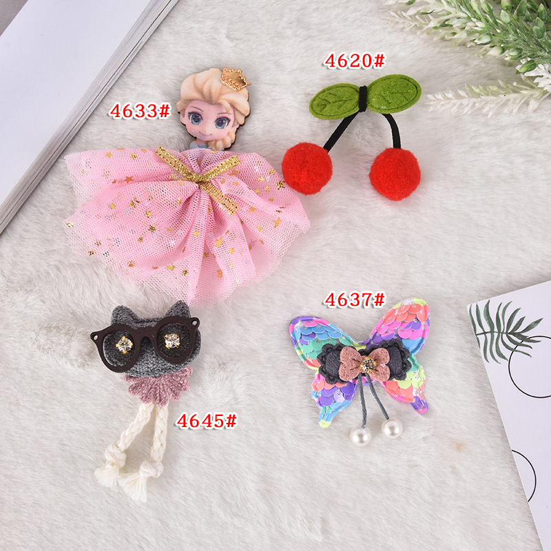 可爱布艺装饰公主胸针辅料小猫咪小鱼别针辅料手工服饰配件布贴