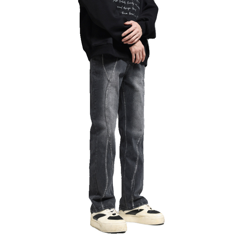 Jeans Rectos con Efecto Envejecido para Hombre de Poliéster para Uso Diario