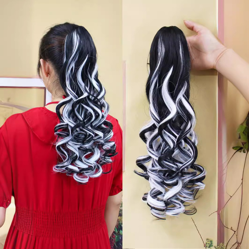 2025 Cross-Border Exclusive Supply for European and American Foreign Trade New Style Wig Ponytail Women's Long Curly Hair Invisible Clip-On Ponytail Hair Extensions