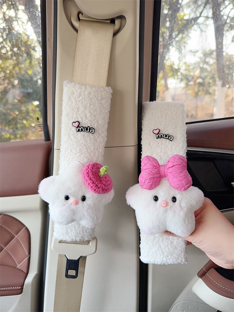 Car Seat Belt Shoulder Pads, Cute Cartoon Dolls, Seat Belt Protective Covers, Car Interior Decoration Accessories