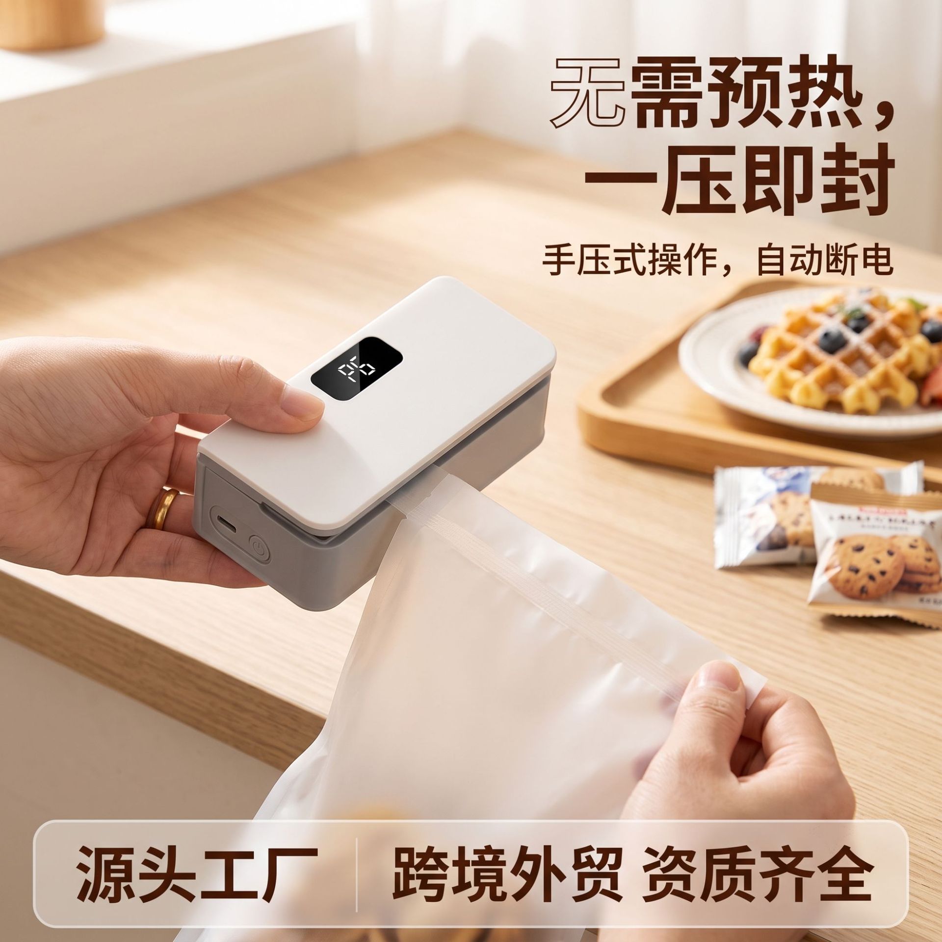 Cross-border Rechargeable Heat Sealer Portable Tea Leaves Snacks Manual Hand-press Mini Small Hanging Ear Coffee Bag Sealer