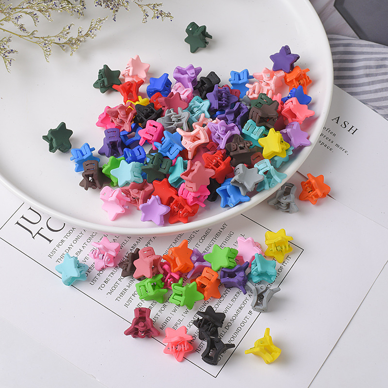 Children's Cute Small Hairpin Little Girl's Cartoon Hairpin Cyber Celebrity Clip Five-pointed Star Frosted Plastic Side Clip Hair Accessories