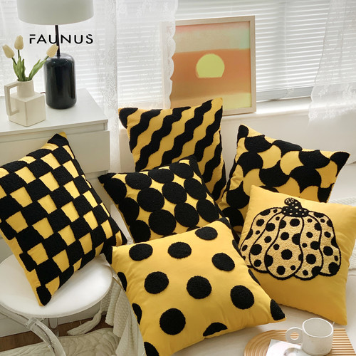 INS trend point Yayoi Kusama pumpkin embroidered pillow bed and breakfast doll sofa cushion cartoon cute pillow case