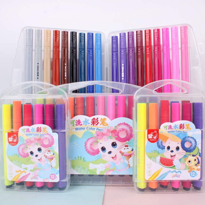 Púrpura ratón triángulo varilla de gran capacidad acuarela pluma kindergarten arte pintura color pluma traje estudiante acuarela color pluma