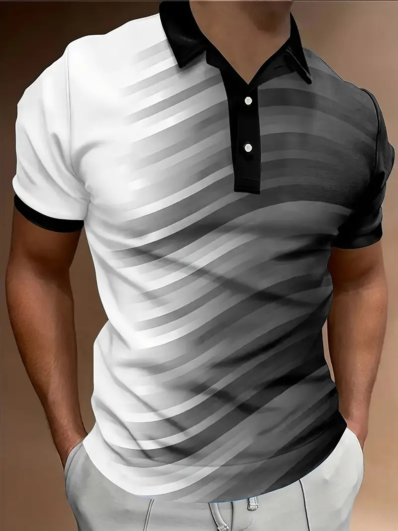 Camisa polo de solapa con botones de manga corta para hombre europeo y americano de Amazon Camisa de moda callejera con estampado digital 3D MB13