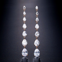 RAKOL 韩版时尚经典长款水滴耳环女复古气质流苏镶嵌AAA锆石耳饰