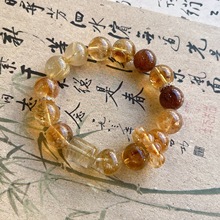 天然发晶黄塔晶水晶手链大颗粒珠子发晶柱子高级感水晶手串送闺蜜