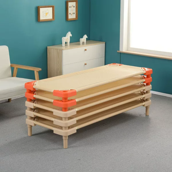 Kindergarten Thickened Mesh Bed, Early Education and Care Baby Single Bed, Portable Breathable Nap Bed, Children's Stackable Bed