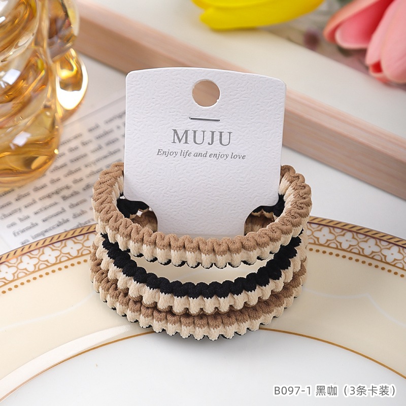 [Carga de tarjeta] sensación de alto nivel coreano de cabello de código de barras de moda de alta elasticidad de cabello anillo de cabello correa de cola de caballo