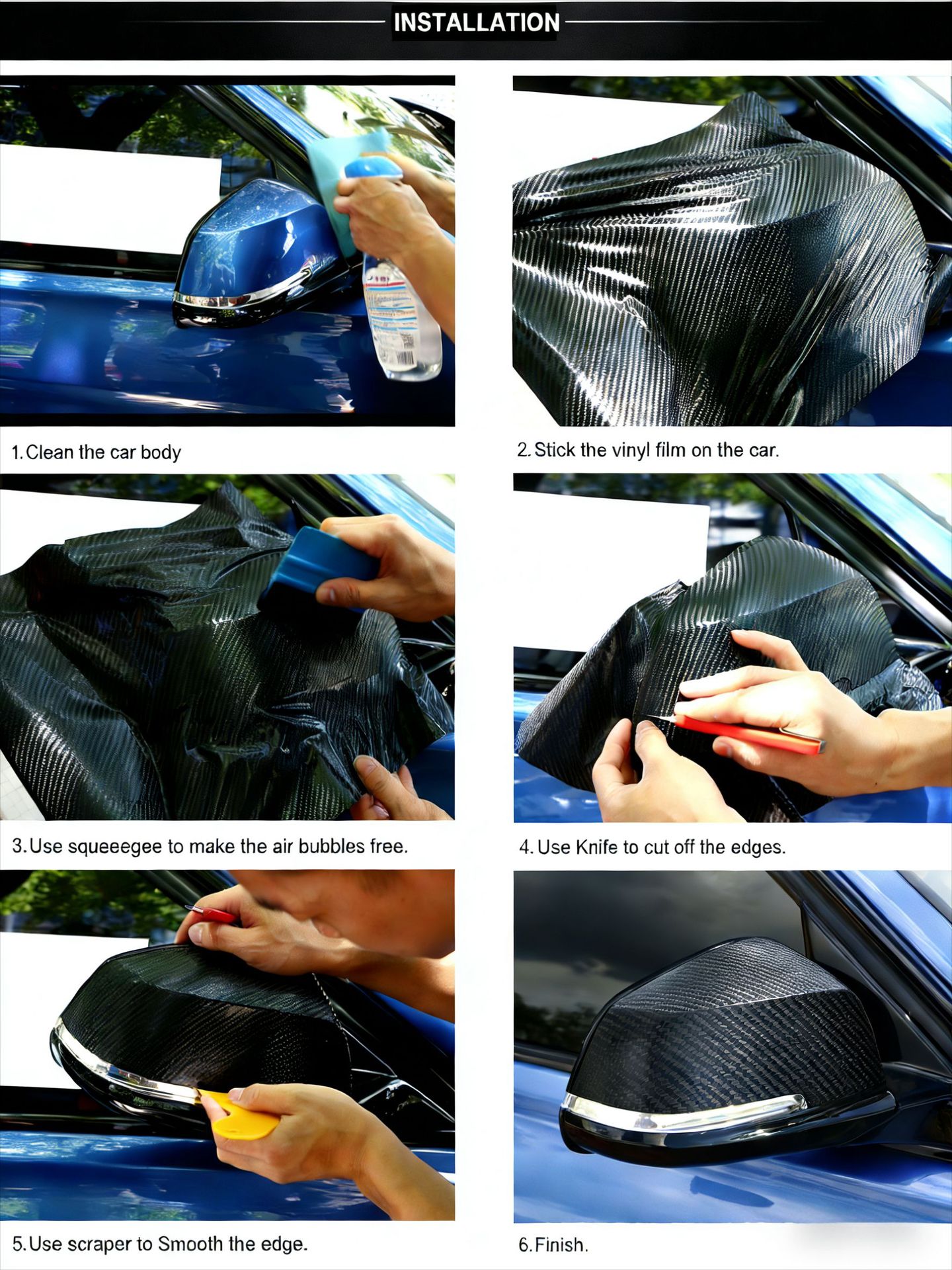 Pvc Car Decoration Stickers to Cover Scratches, Carbon Fiber Stickers for Car Body, 3D Stickers, Car Stickers, Pet Color-Changing Film